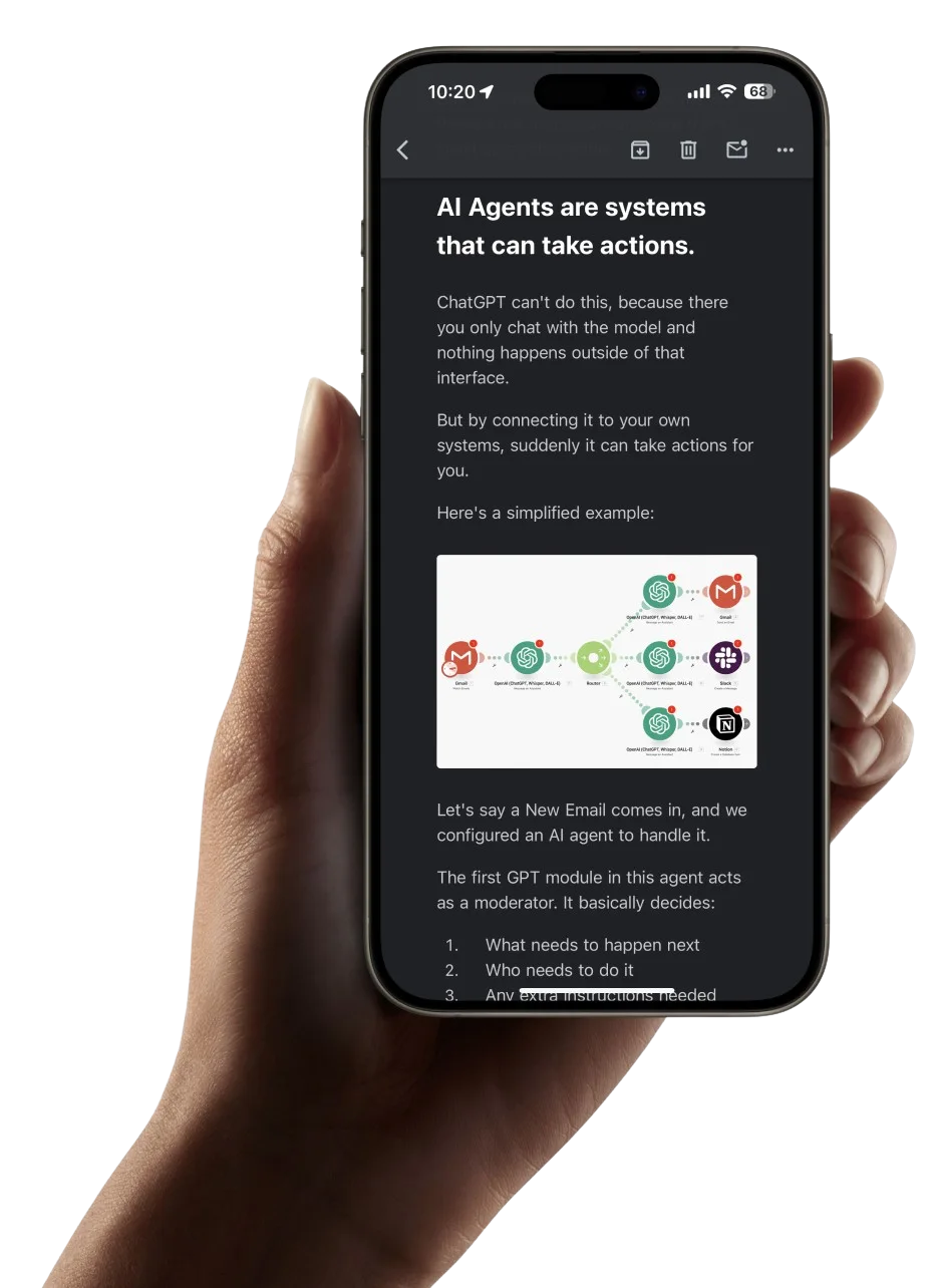 Dave Talas newsletter on a phone